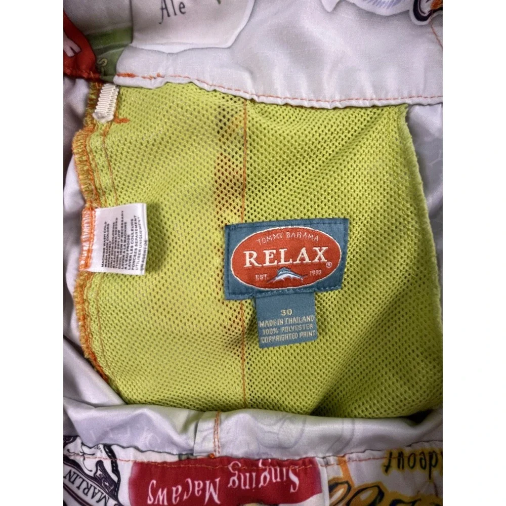 Tommy Bahama Board Shorts Mens 30 White Beer Label Print‎ Relax Swim Trunks